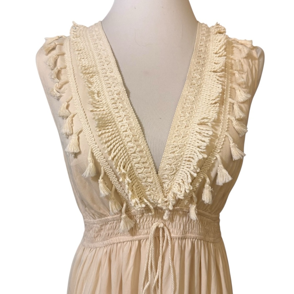 NWT Cupshe Boho Lace Trim Asymmetrical High-Low Sundress V-Neck - Picture 6 of 12